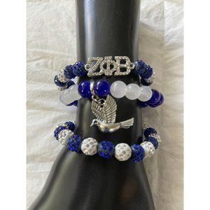 Zeta Phi Beta Bling Beaded Charm Bracelet Set